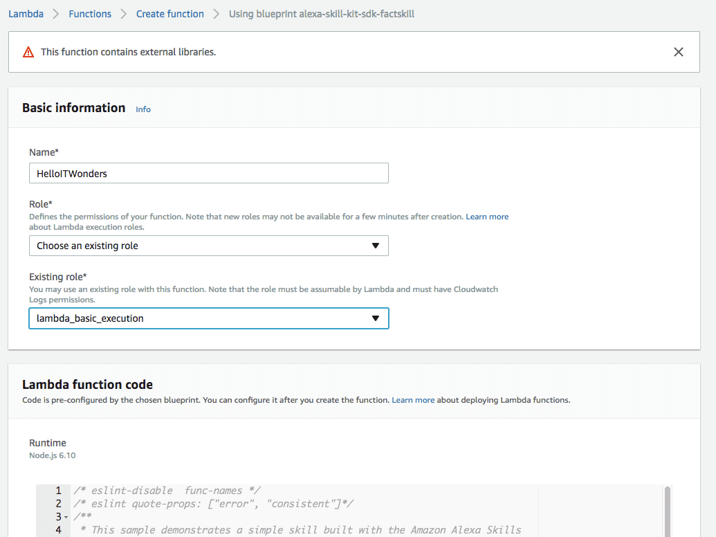 Lambda Alexa FactSkill Blueprint Template