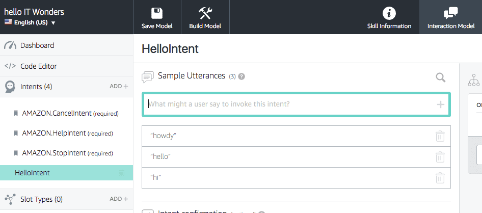 Setting sample utterances