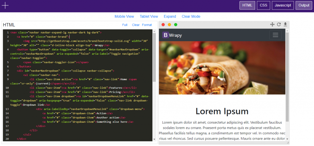 Bootstrap 4 Editor