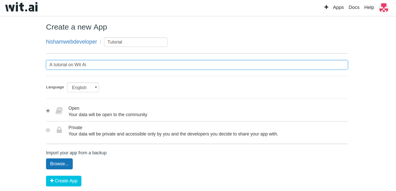 Wit.ai First Project